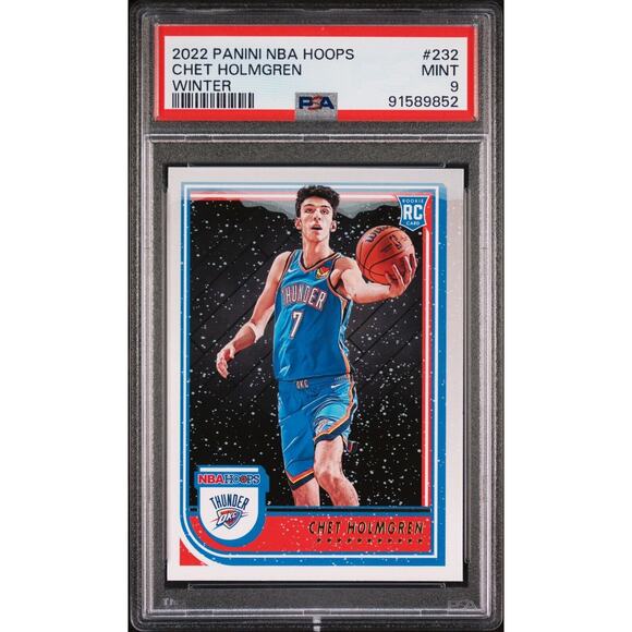 2022-23 NBA Hoops #232 CHET HOLMGREN Tribute/Winter - PSA 9 MINT - FRESH SLAB - Picture 1 of 2